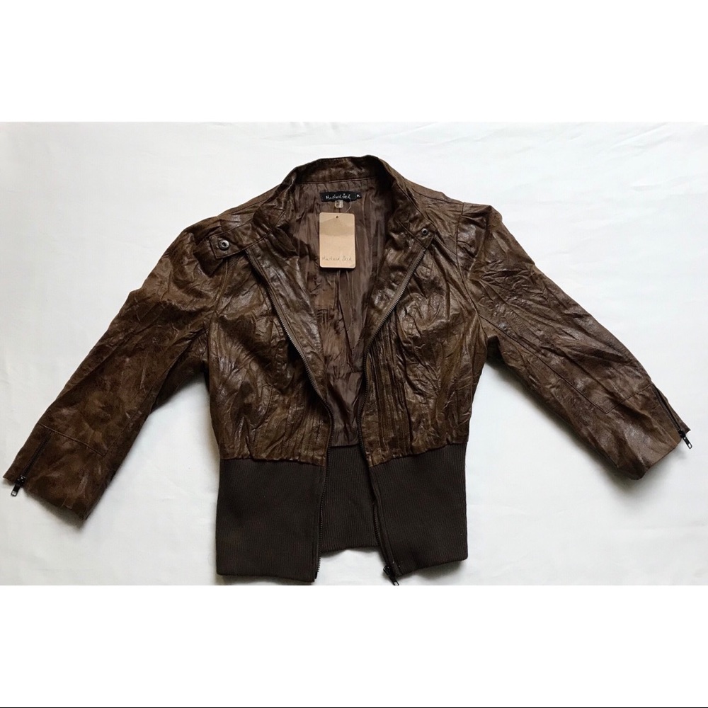 Brown leather jacket never worn! Tags attached!